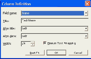  Column Definition ( )