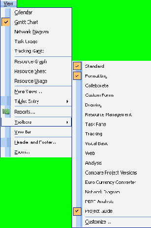  View > Toolbars ( >  )