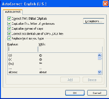  AutoCorrect ( )